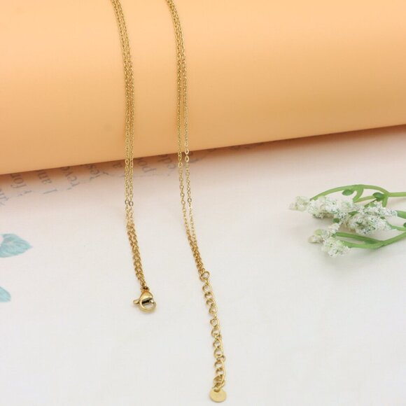 Yellow Gold Double Layer V Pendant Necklace, XPNL0359 - Picture 11 of 13